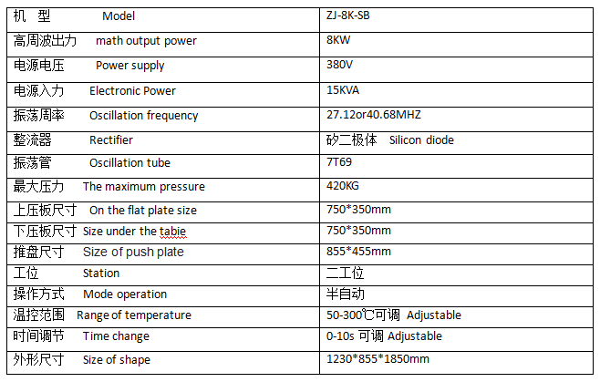 摩托車(chē)擋風(fēng)膠高周波熔接機(jī)參數(shù) 摩托車(chē)擋風(fēng)膠高周波熔接機(jī)參數(shù)